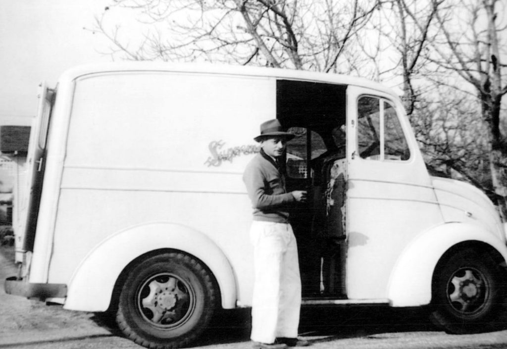 Evelyn's Dad Walter and his Supreme Dairy milk truck circa 1952