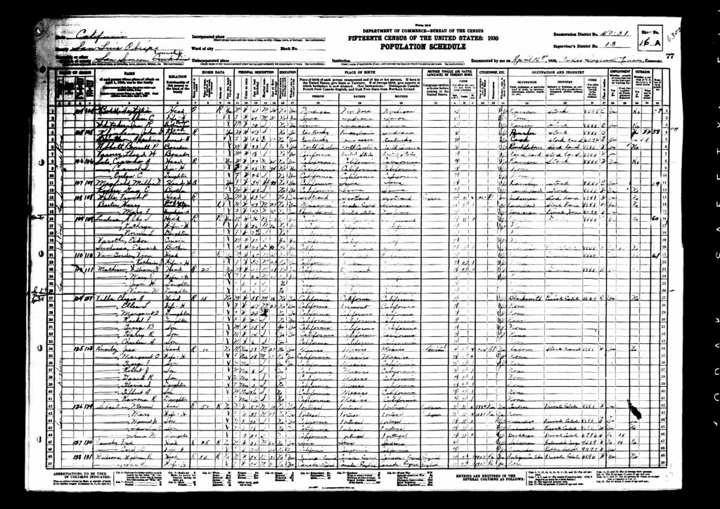 Williams, William R. is on line 49 of the San Simeon census record from 1930.